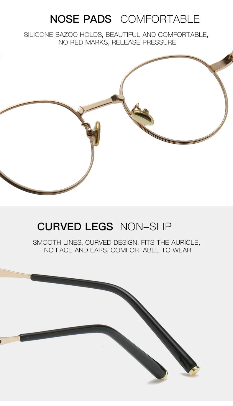 Metal Round Anti Blue Light Glasses Women Men Classic Trend Eyeglasses Frames Transparent Computer Glasses Oculos Feminino