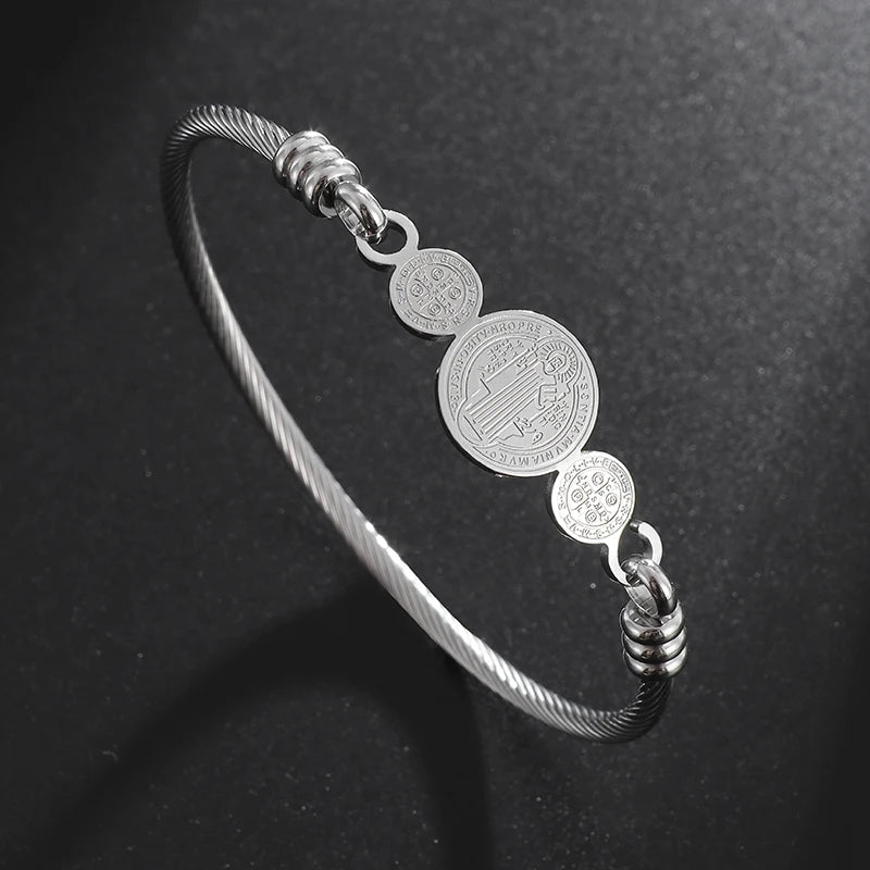 Creative Design Cutlery Knife Fork Men Bangles Women Stainless Steel Friendship Arm Cuff Open Bracelet Fun Trend Jewelry