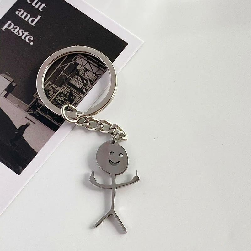 1PC Interesting Match People Than Heart Middle Finger Couple Keychain Car Personality Cute Funny Student Car Pendant Accessories