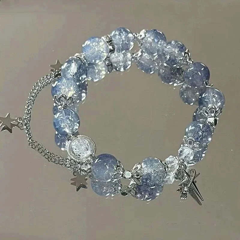 Charm Pink Crystal Beads Bow Pendant Bracelet Women Girls Sweet Cute Star Flowers Tassel Fashion Bracelet Party  Girl
