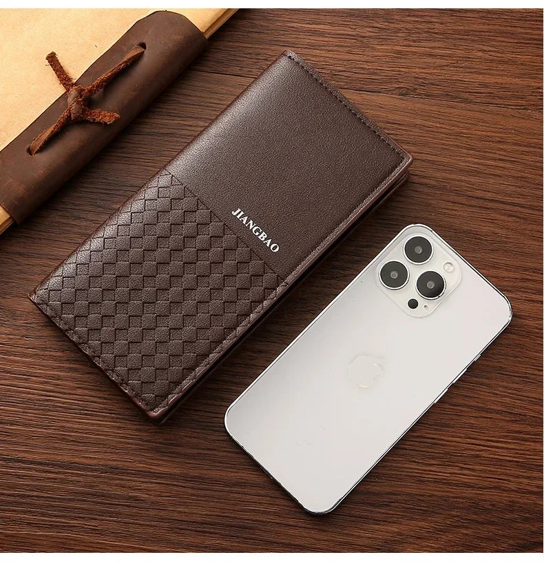 High-quality  Long Wallets for Men Brown Leather Rfid Blocking Bifold Slim Wallet Man Cash Envelope Zipper Coin Pouch  도매