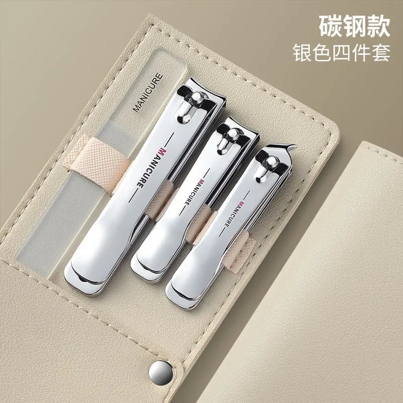 1/4 Pieces/set Manicure Set with Portable Leather Case and Nano Nail File - Fingernails & Toenails Clippers for Nail Care