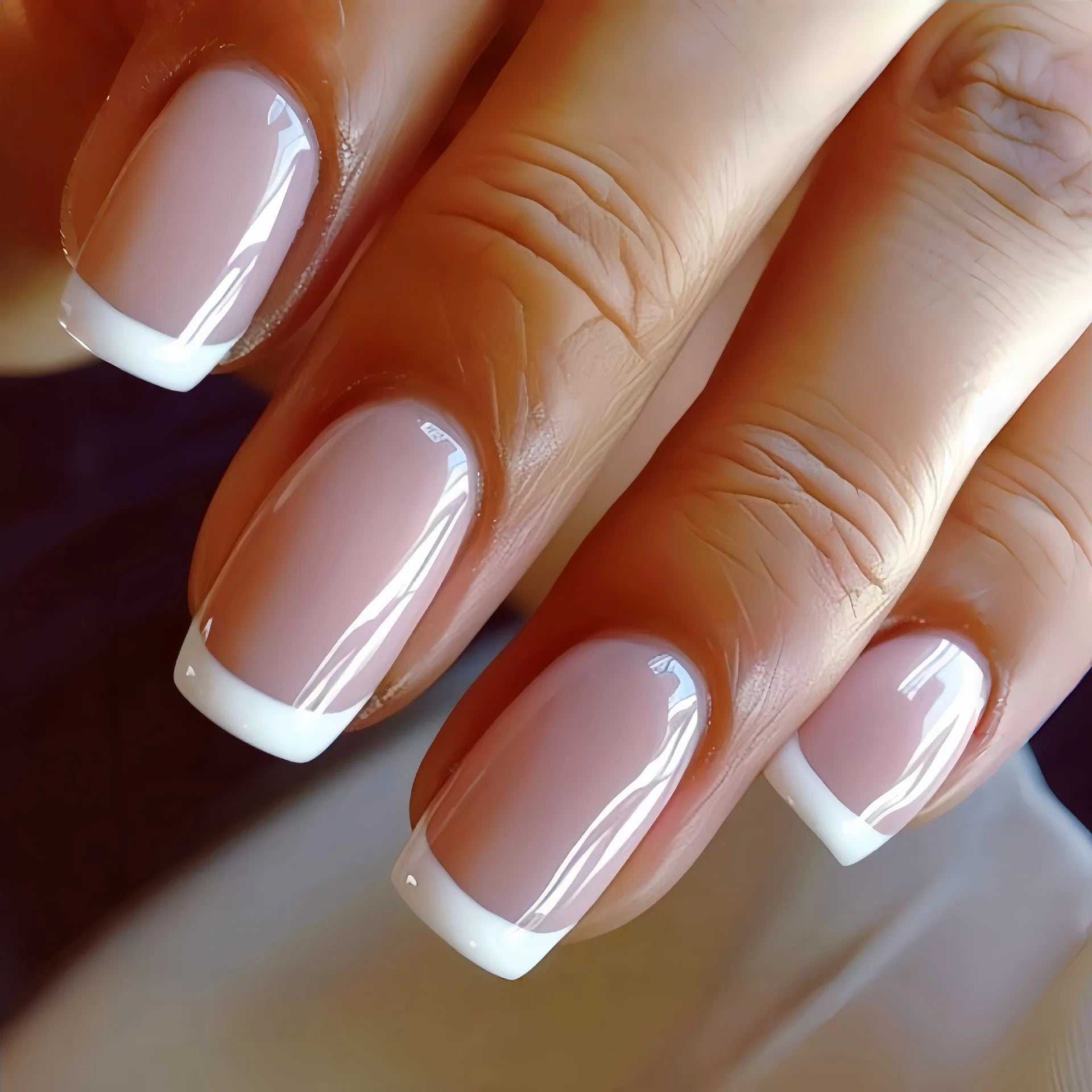 24Pcs Nude Pink Press on Nails Short Square False Nails Simple Gradient Nails Art Full Cover French Acrylic Nail Tips for Girls