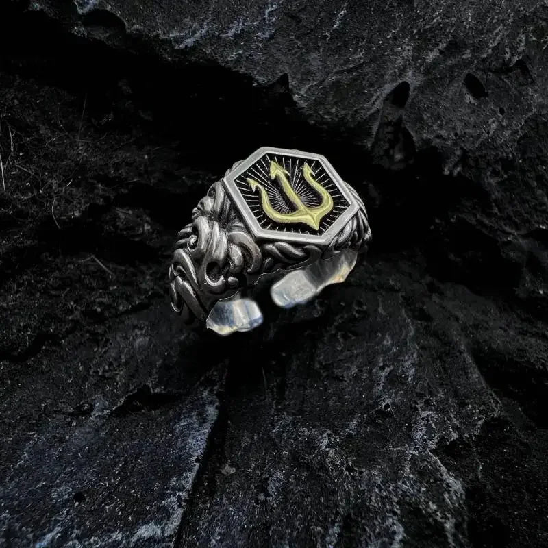 Retro Domineering Ethnic Style Fire-Breathing Dragon Ring Men\\'s Charm Open Ring Punk Motorcycle Rider Jewelry Accessories