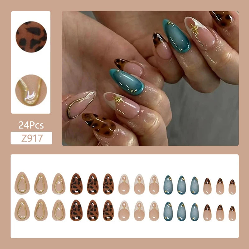 24Pcs/Set Cute and Playful Wearing False Nails French Design Fresh Press on Nail Art Removable Fake Nails