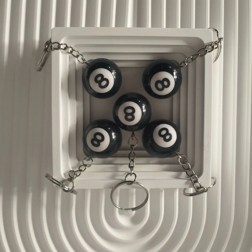 Black No 8 Billiard Keychain Mini Ball Pendant Key Ring Resin Keyring Bar Table Car Decoration Jewelry Game Souvenir Gifts