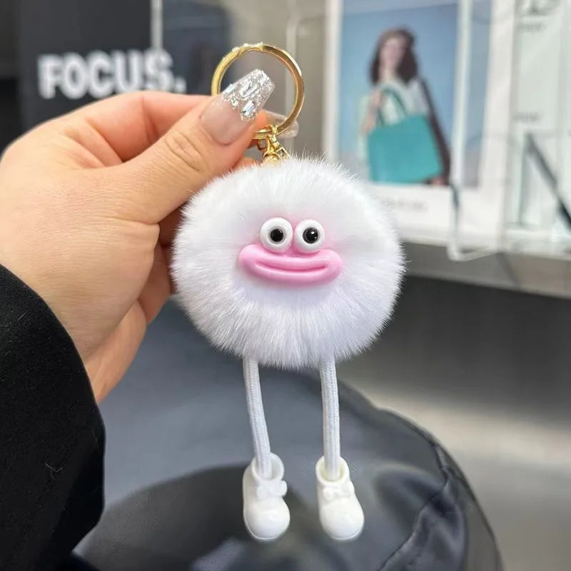 Cute Big Eyes Plush Toys Keychain Cartoon Briquettes Keychain Briquettes Car Keychain Pendant Korean Plush School Bag Pendant