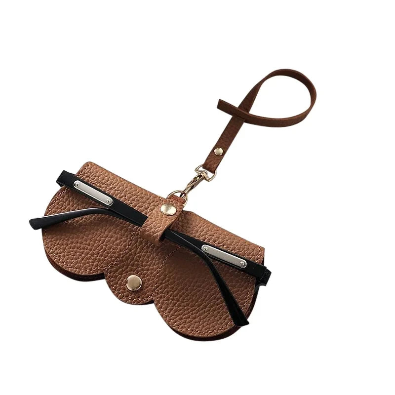 New PU Sunglasses Bag Portable Eyeglass Case Sunglasses Protection Cover Cute Eyeglass Clip Simple Eyeglass Bag Pendant