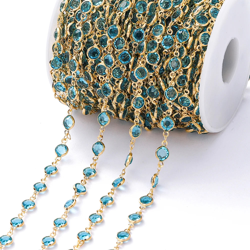 1Meter Colorful Glass Crystal Beads Chain Copper Chains For Necklace Bracelet Jewelry Making DIY Components Accessories