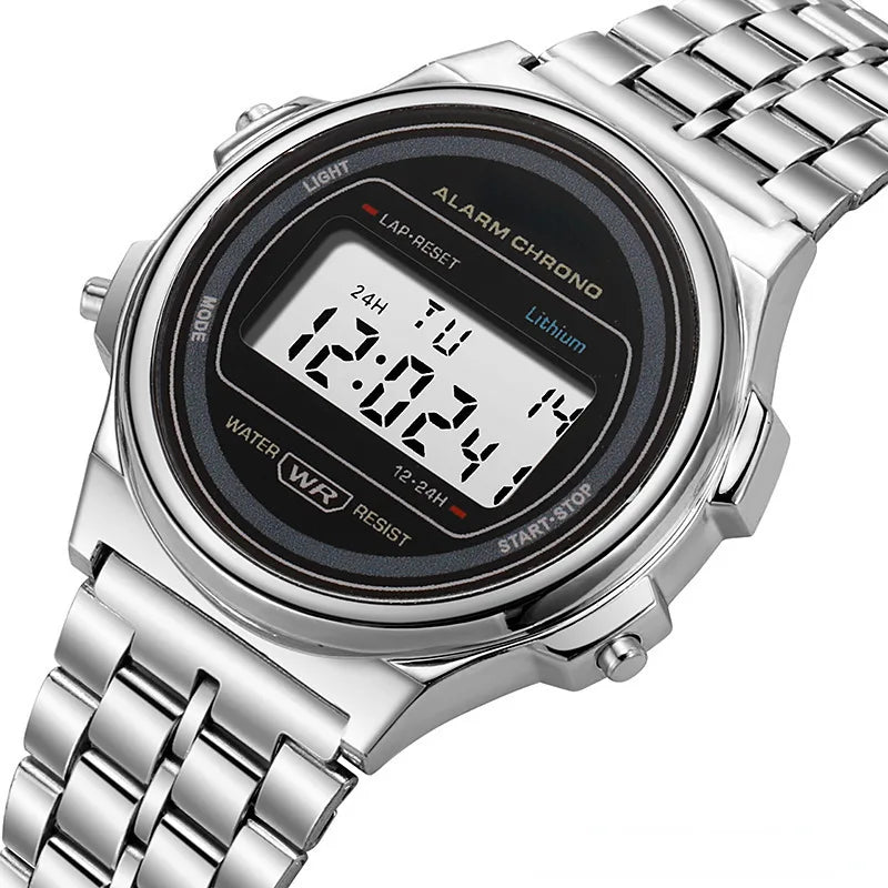 Retro Square Electronic Watches Digital Display Women Men Watch Rose Gold Silver Luxury Ladies Wristwatches Relojes Para Mujer