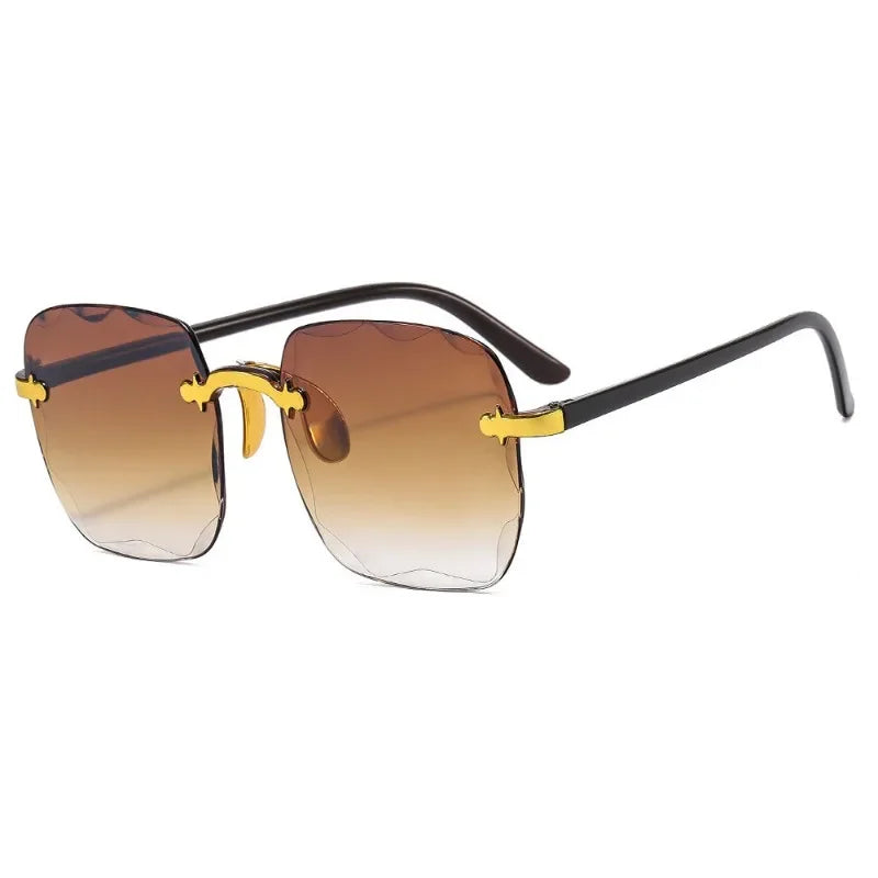 New Rimless Square Sunglasses Women's Brand Designer Fashion Sun Glasses Female Summer Travel Trend Eyewear UV400 Oculos De Sol