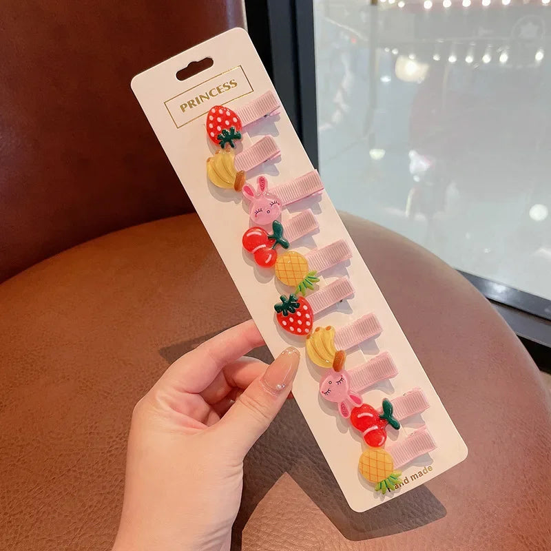 10 PCS Children Hairpin Fruit Hair Clips Baby Side Bangs Clip for Kawaii Girls Headdress Hair Accessories Baby Bows 2023 New