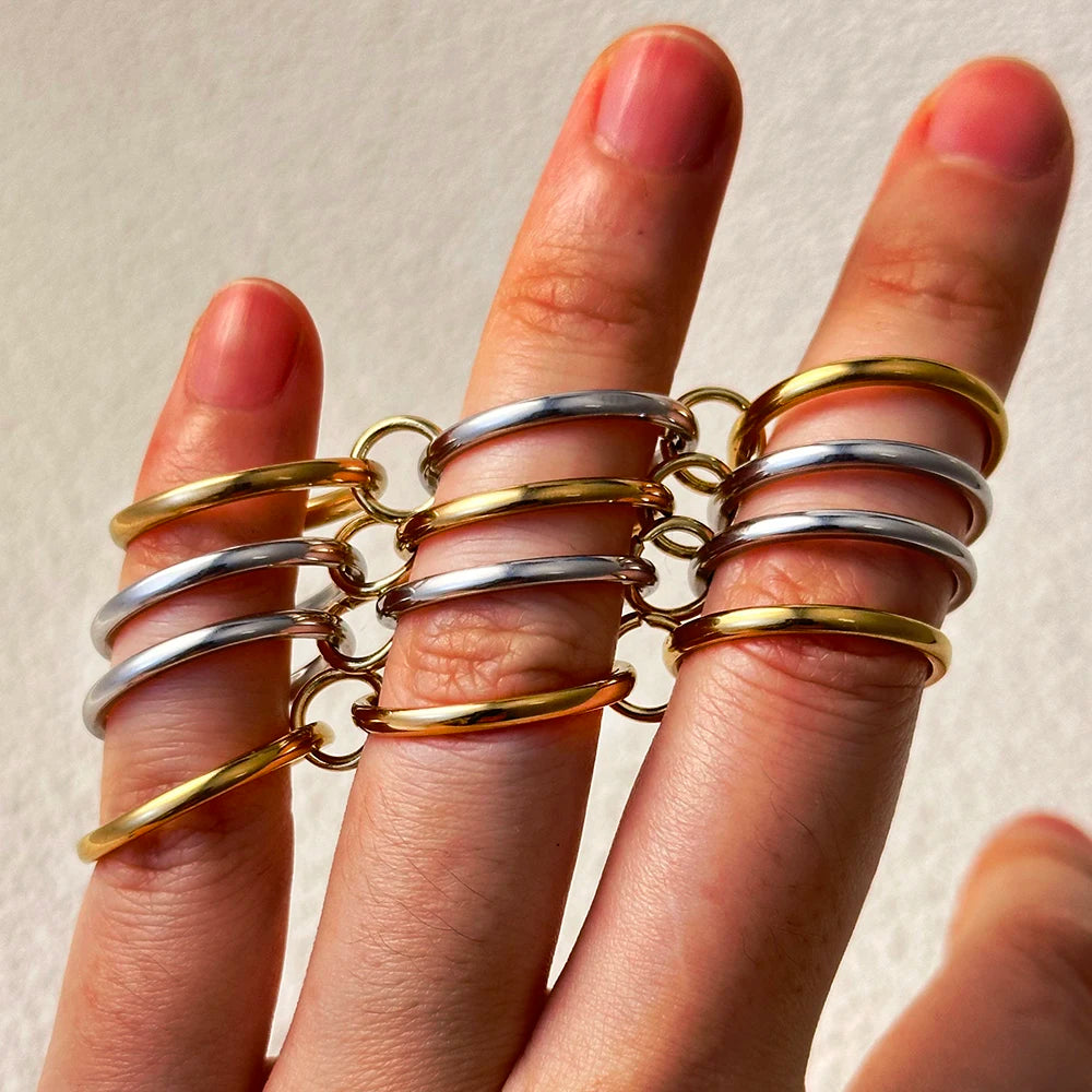 Simple Two-color Interlocked Stackable Rings For Women Minimalist Stainless Steel Three-pieces Spinelli Kilcollin Ring Jewelry