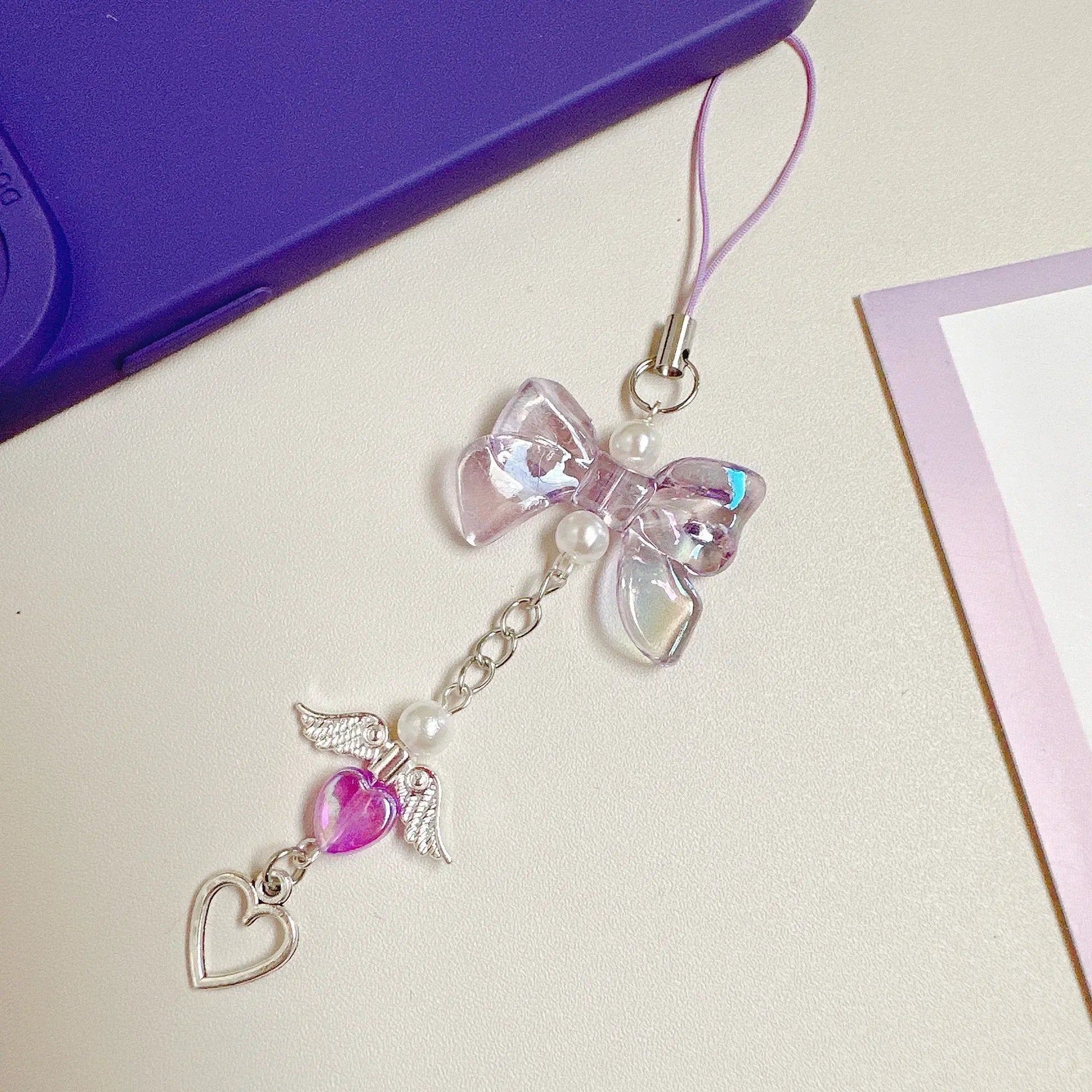 Phone Charm Y2K Phone Chain Trendy Pendant Bow Lanyard Mobile Phone Strap Sweet Girl Key Cord Mobile Lanyard Jewelry Gift