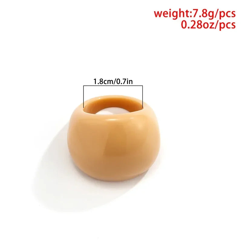 Classic Candy Color Acrylic Ring Exaggerated Geometric Rings Gothic Y2k Jewelry Wholesale Women's Fashion Accessories 반지