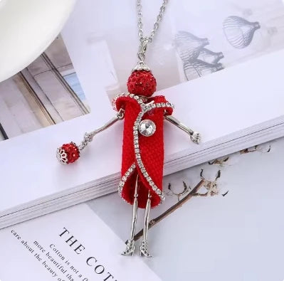 New Women Doll Long Chain Necklace Shining Dress Pendant Handmade Girl Maxi Necklaces & Pendants Brand Hot Fashion Jewelry