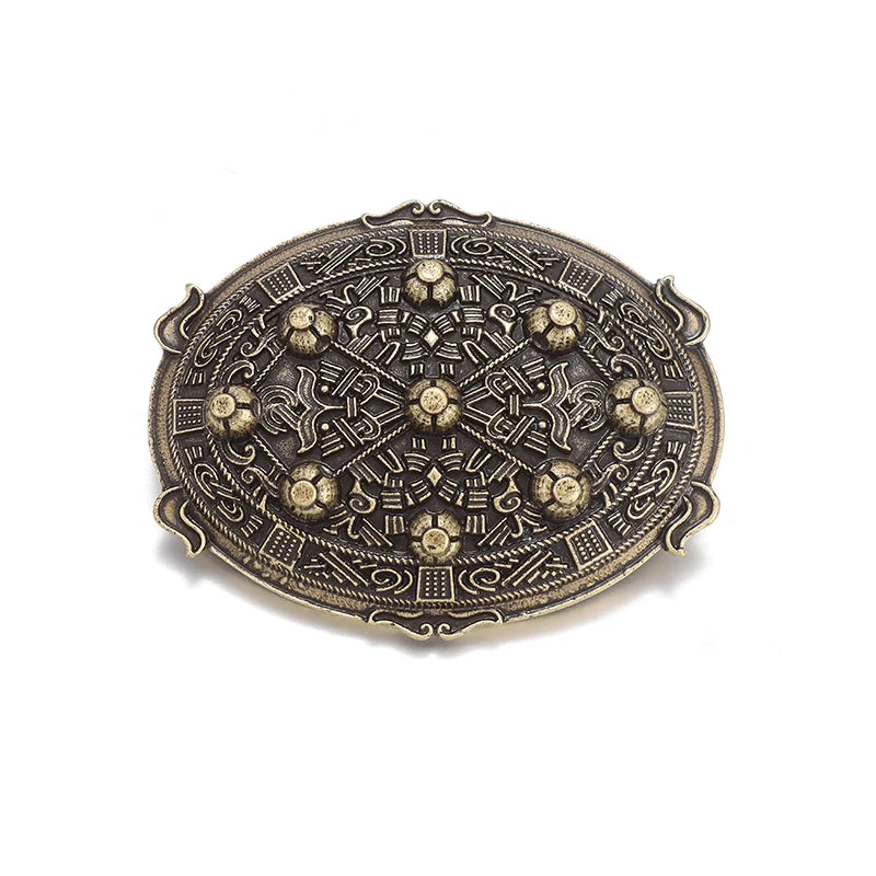 Vintage Norse Mythology Iceland Norse Shield Brooch Medieval Clothing Fastener Clothes Scarf Cloak Jewelry for Men Women