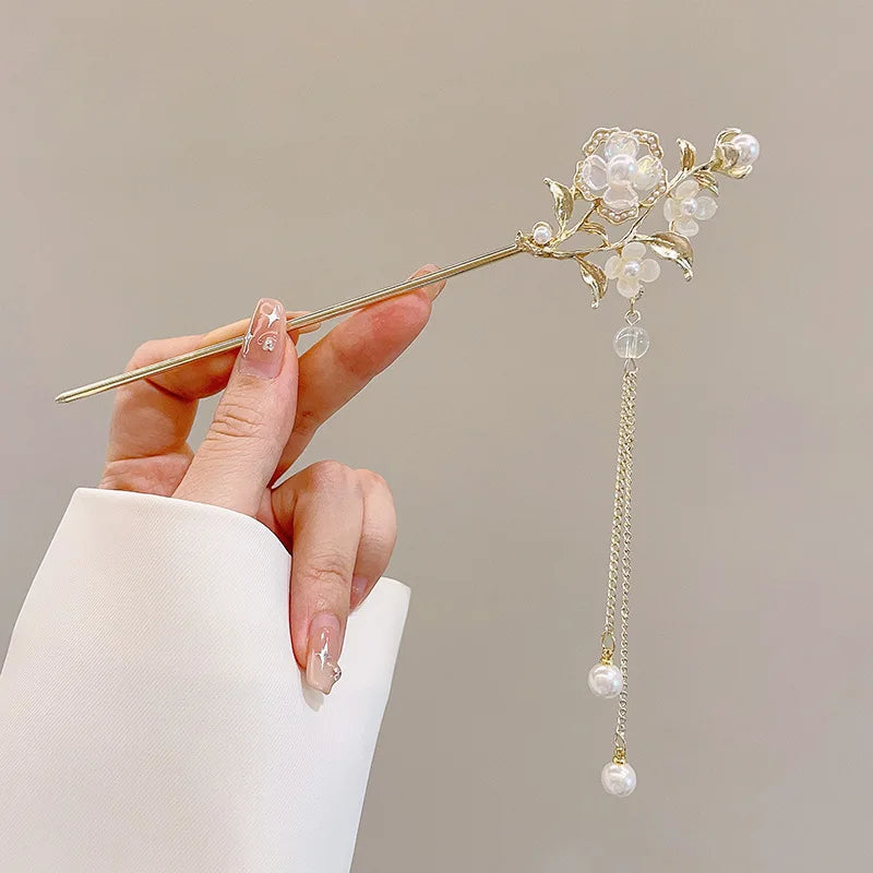 Classic Chinese Hair Stick Pins for Women Butterfly Flower Star Fresh Handmade Hairpins Charm Jewelry Accessories Hair Ornaments