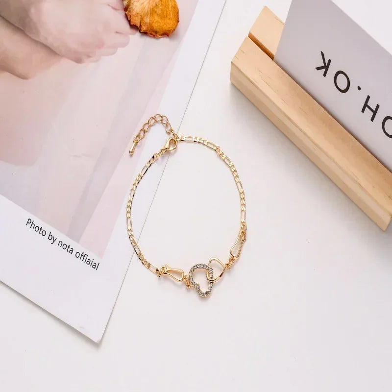 1/3PC Classic Stainless Steel Chain Double Heart Love Anklet Bracelet Fashion Trendy Charm Bracelets Women Fashion Party Jewelry