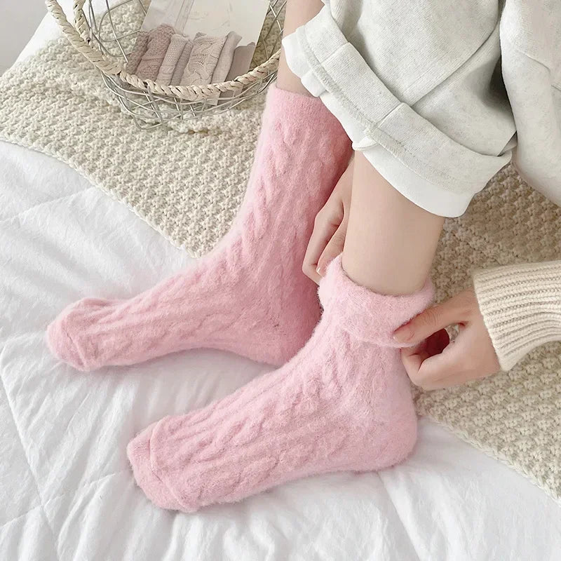 Winter Warm Coral Fleece Socks Women Solid Loose Sleeping Sock Velvet Home Fluffy Stocking Thicken Thermal Sox Calcetines