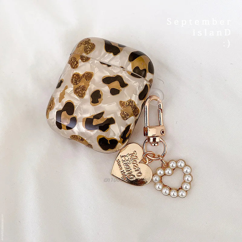 Pearl Earphone Cases For Airpods Pro 2 Leopard Pendant Headphone Protective Cover For Apple Airpod 3 Pro 2 1 3rd Generation Case