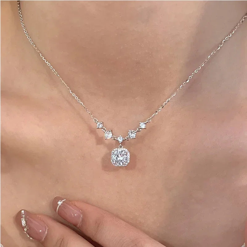 Zircon Pendants Necklaces For Girl Luxury Fine Jewelry Gift Female Wedding Gift Wholesale