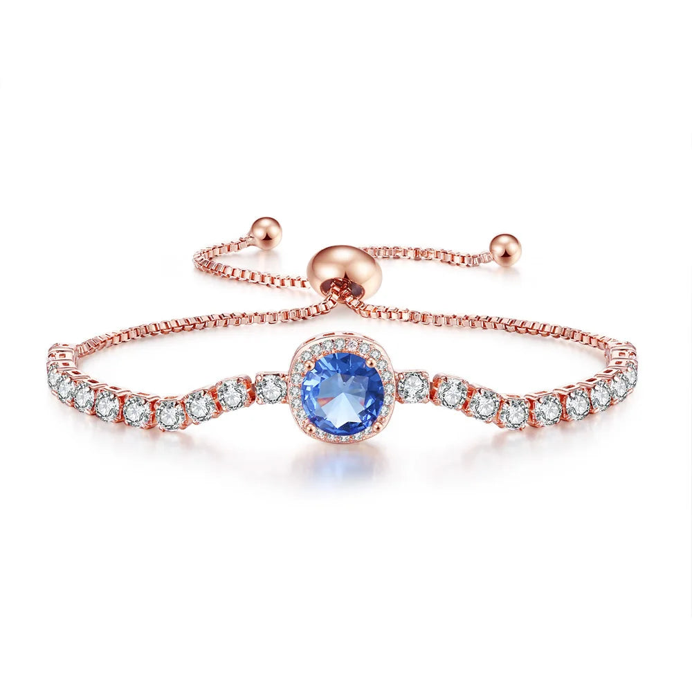 Sparkling Ajustable Tennis Bracelets For Women Men Punk Square Cubic Zirconia Hand Chain Rose Gold Plated Jewelry Gift KCH086