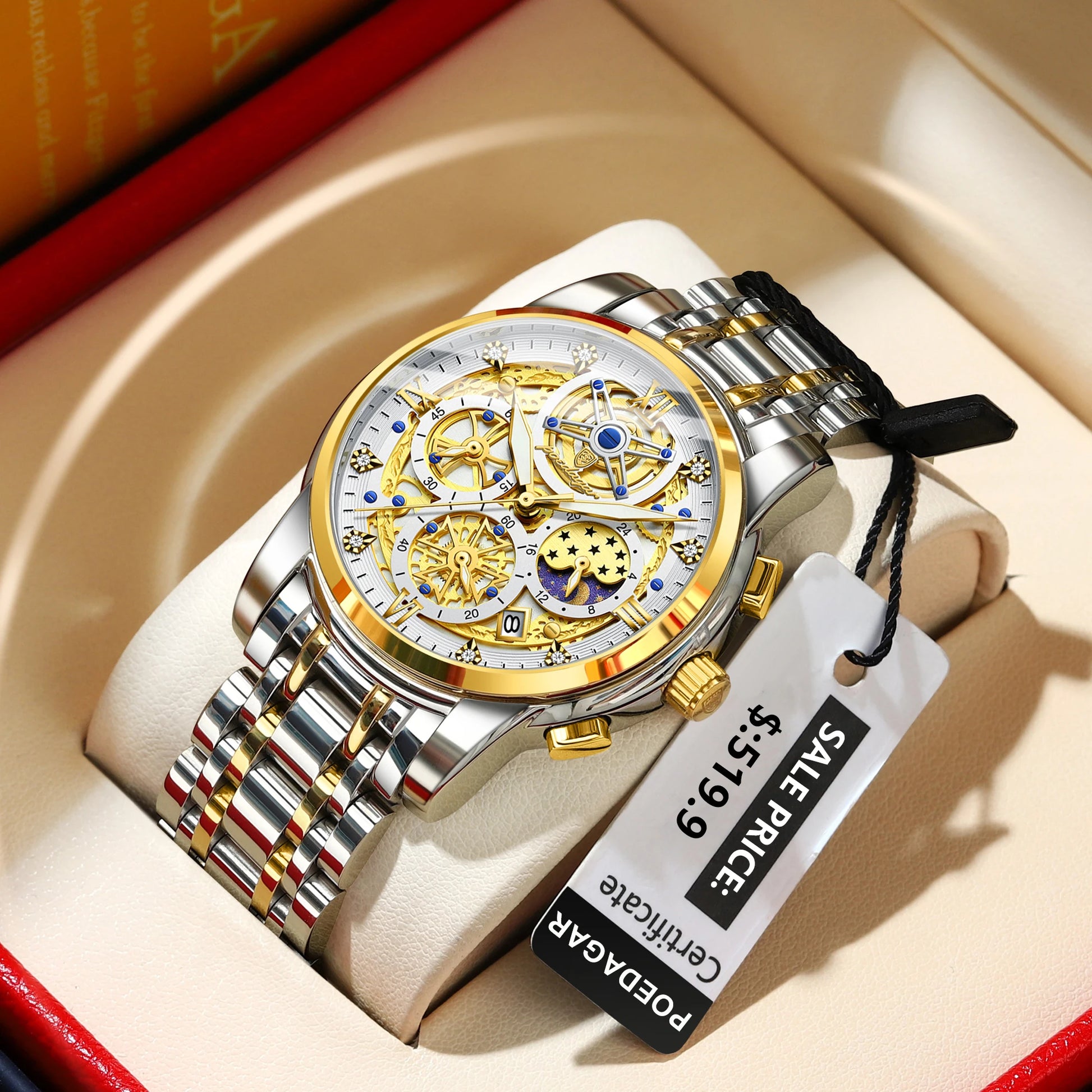 POEDAGAR Luxury Watch For Men Original Waterproof Luminous Date Man Clock Chronograph Stainless Steel Quartz Men's Watches Reloj