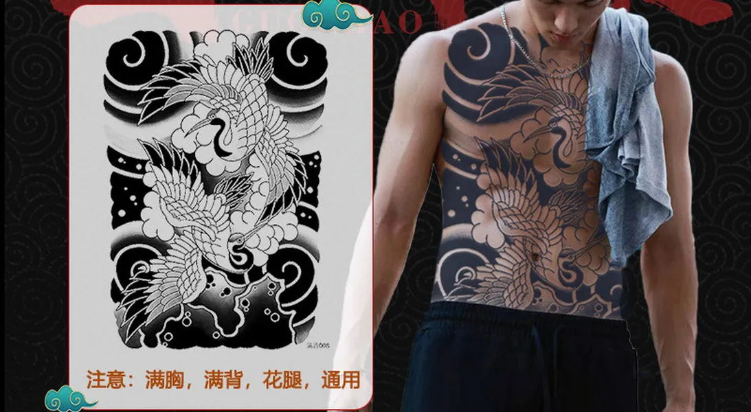 Angel Wings God Tattoo Stickers Realistic Juice Ink Semi Permanent Full Back Body Tattoo Temporary Lasting 2 Weeks Men Adult