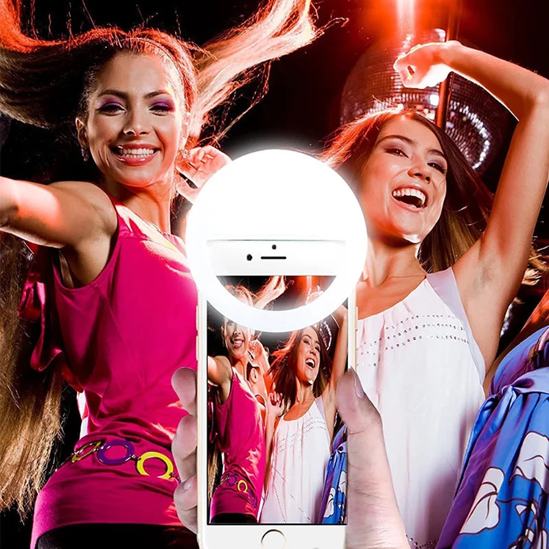 AAA Battery LED Selfie Lamp Mobile Phone Lens Portable Flash Ring Led Luminous Ring Clip Light For Cell Phone TikTok Video Live