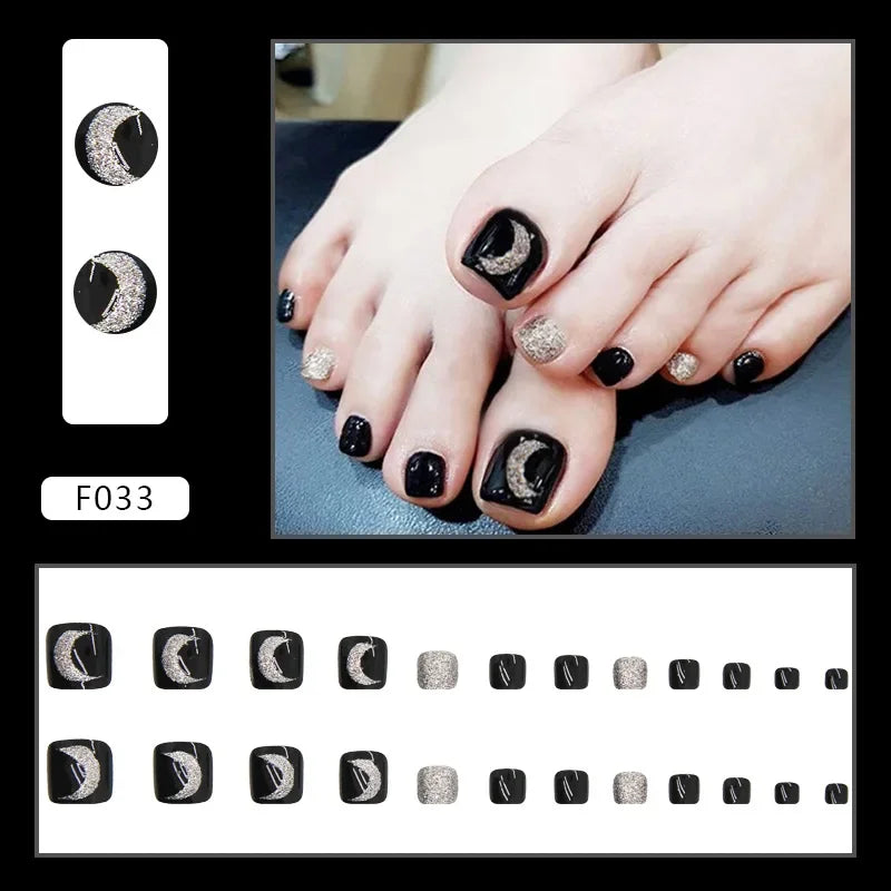 Simple French Press on Nails Fake Nails Tips with Sticker False Toenail Design Butterfly Lovely Girl False Toenail