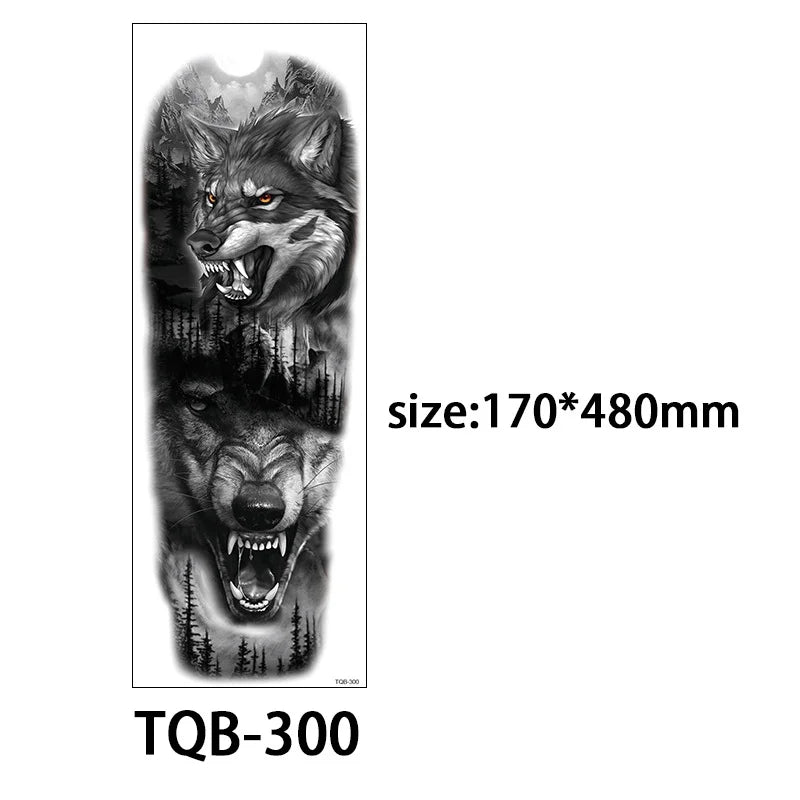Waterproof Temporary Tattoo Sticker Large Size Tattoo for Men Sleeve Clock Fake Tattoo for Women Girl Full Arm Tattoo Fake