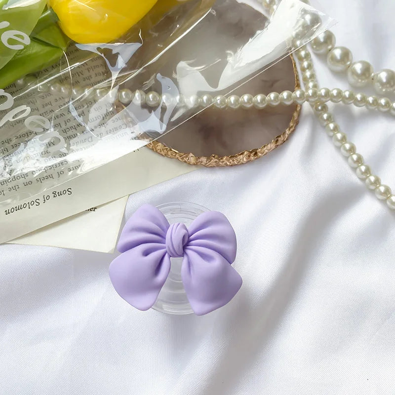 Cute Colorful Bowknot Phone Grip Expandable Desktop Stand Macaron Resin Butterfly Knot Foldable Holder Mobile Accessory