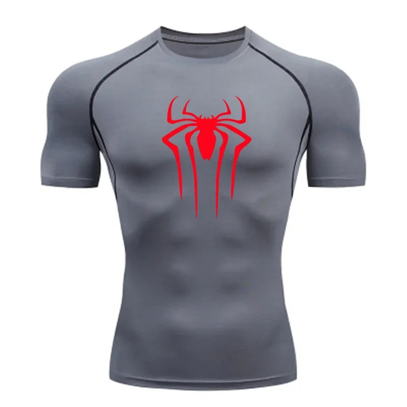New Compression Shirt Men's Spider Print Fitness Gym Sport Running T-Shirt Rashgard Tops Quick Dry Short Sleeve T-Shirt For Men