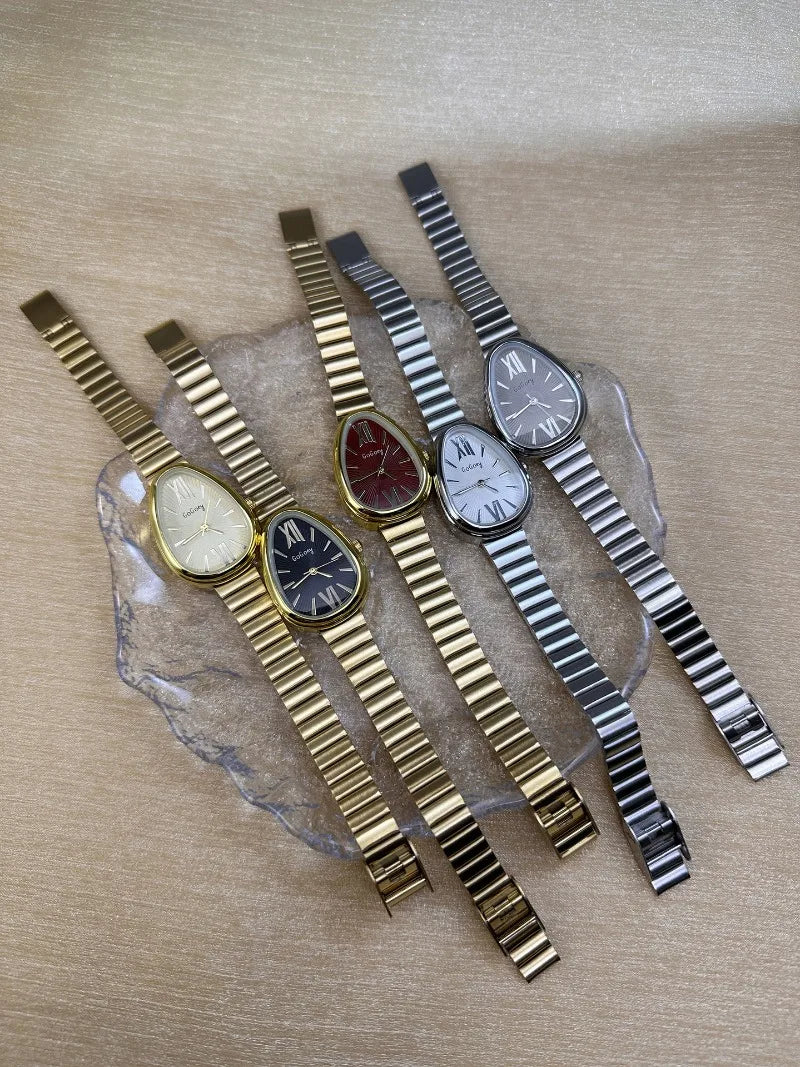 Famous Brand Ladies Watches Snake Head Watch Women Luxury Gift Quartz Wristwatches Fashion Steel Strap Clock Dropshipping
