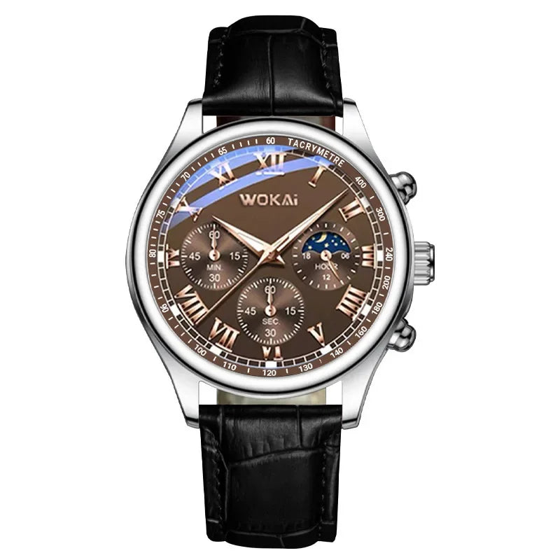 GENEVA High Quality Men's Luxury Belt Fashion Quartz Watch Men Round Business Student Sport Waterproof Glow