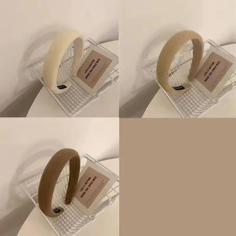 Fashion Padded Headbands For Women Wide Velvet Bezel Hair Band Hair Hoop Girl Sponge Thick Solid Color Hair Accessories Headwear