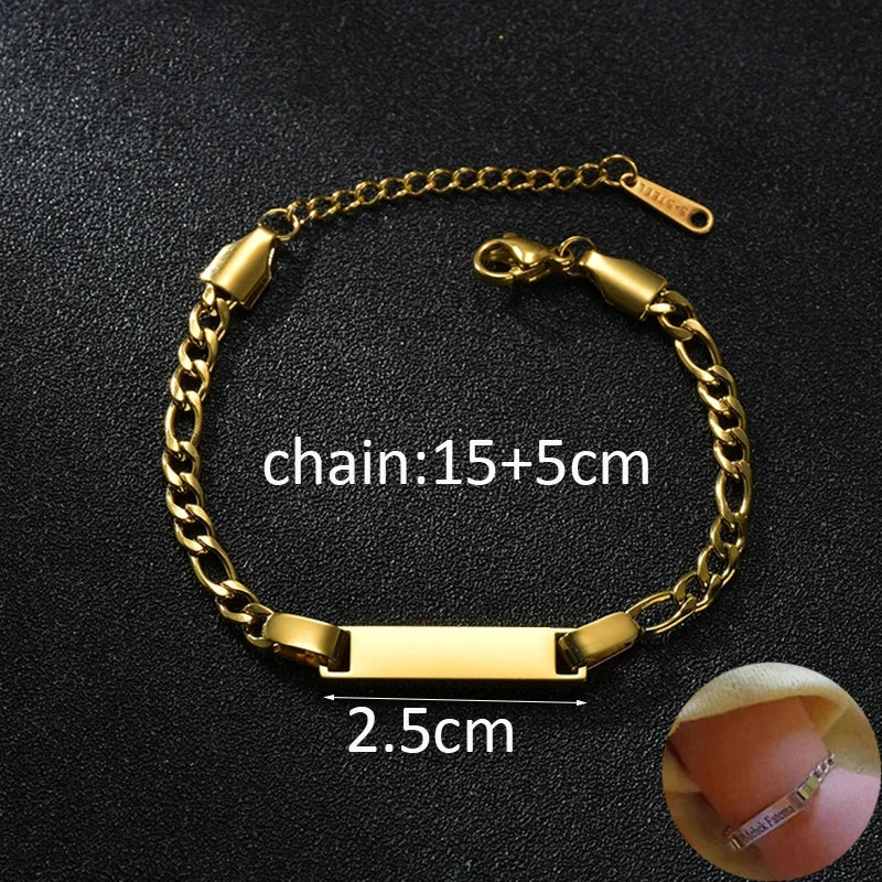 Letdiffery Personalized Eyes Photo Bracelets Stainless Steel Custom Laser Engrave Picture Name Date Men Women Kids Bracelet Gift