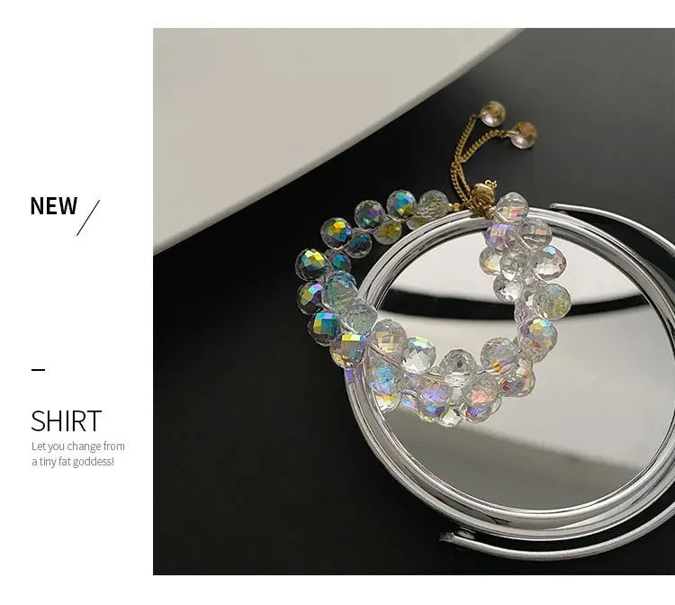 2025 New Artificial Austria Crystal Bracelet Fashion Shiny Stone Beads Elasticity Rope Strand Bracelets for Women Jewelry Gifts