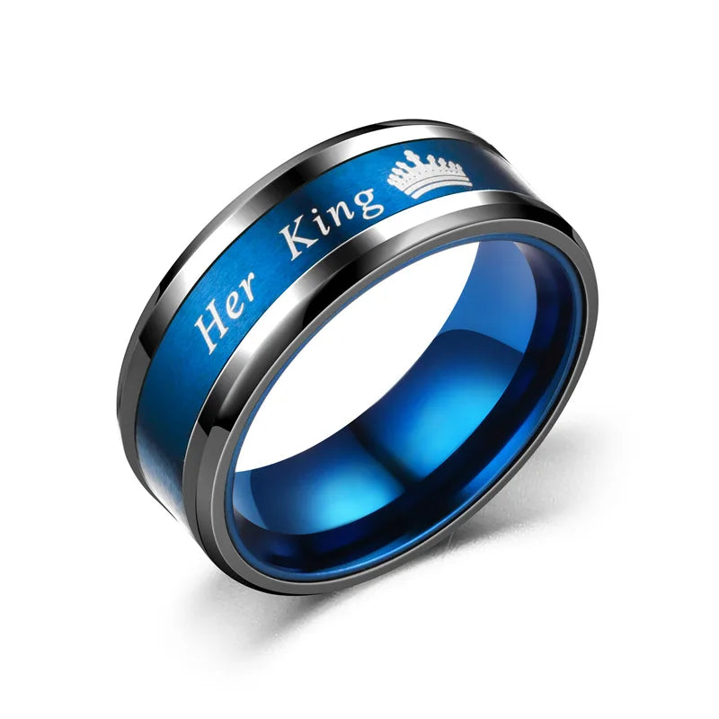 New Couple Rings Her King His Queen Stainless Steel for Women Men Crown Romantic Anniversary Wedding Bands Ring Jewelry Gifts