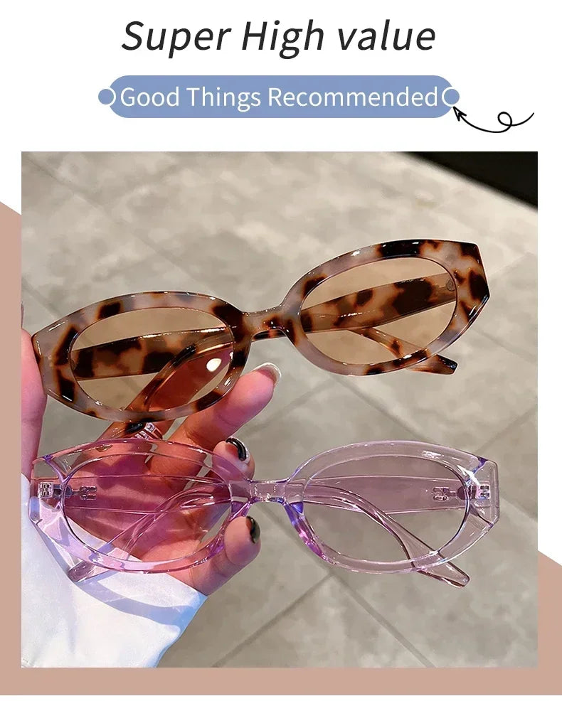 Popular Fashion Oval Women Luxury Sunglasses Retro Brand Designer Jelly Color Shades UV400 Men Rivets Sun Glasses