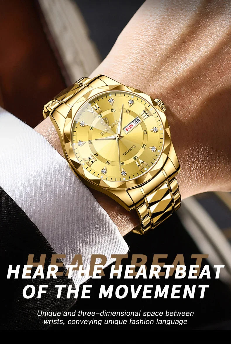 BINBOND B2521 Fashion Casual Business Quartz Men Watches 30M Waterproof Week Date Clock Sport Mens Wristwatch Relogio Masculino
