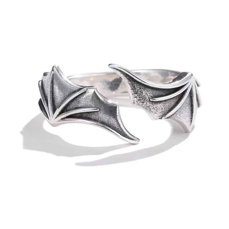 Antique Silver Color Dragon Rings Gothic Punk Men Pterosaur Wings Opening Adjustable Rings Vintage Jewelry Accessories Gifts