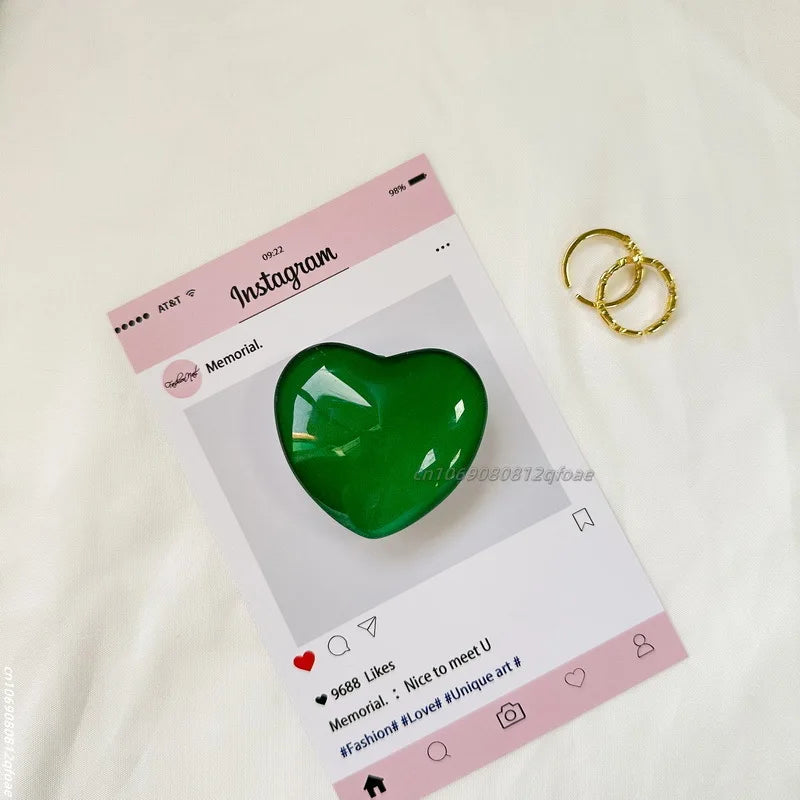 Heart Shape 3D Crystal Foldable Finger Ring Griptok Phone Holder for IPhone Samsung Support Socket Pocket Grip Tok Stand Bracket