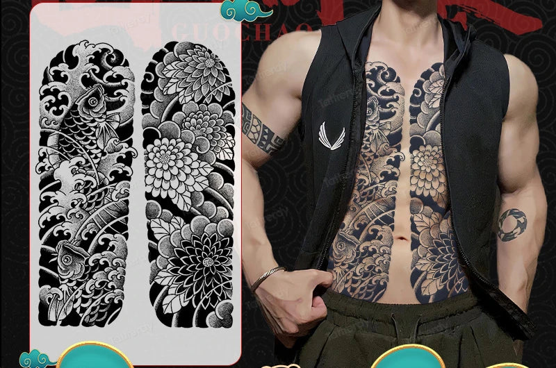 Angel Wings God Tattoo Stickers Realistic Juice Ink Semi Permanent Full Back Body Tattoo Temporary Lasting 2 Weeks Men Adult