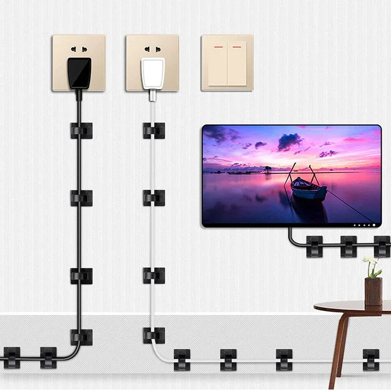 1/5ps Universal Adjustable Multipurpose Self-Adhesive Cable Clips Wire Clamps Cord Holders Desk Cable Management Home Office Car