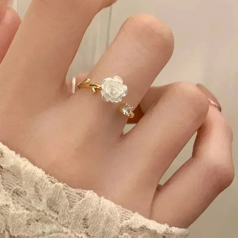 Luxury Zircon Heart Rings for Women Opening Adjustable Weave Rhinestone Ring Engagement Wedding Jewelry Fashion Girlfriend Gifts