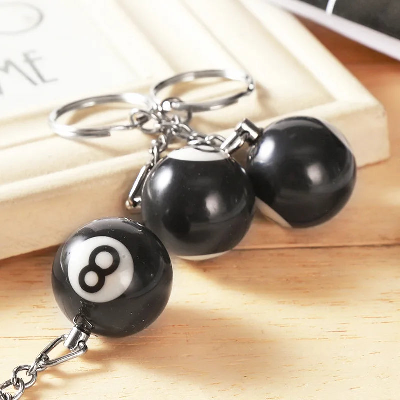 Black No 8 Billiard Keychain Mini Ball Pendant Key Ring Resin Keyring Bar Table Car Decoration Jewelry Game Souvenir Gifts