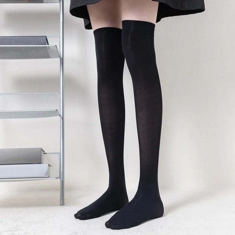 Fashion Black White Soild Color Long Socks Women Over Knee Thigh High Over The Knee Stockings Lolita Ladies Girls Warm Knee Sock