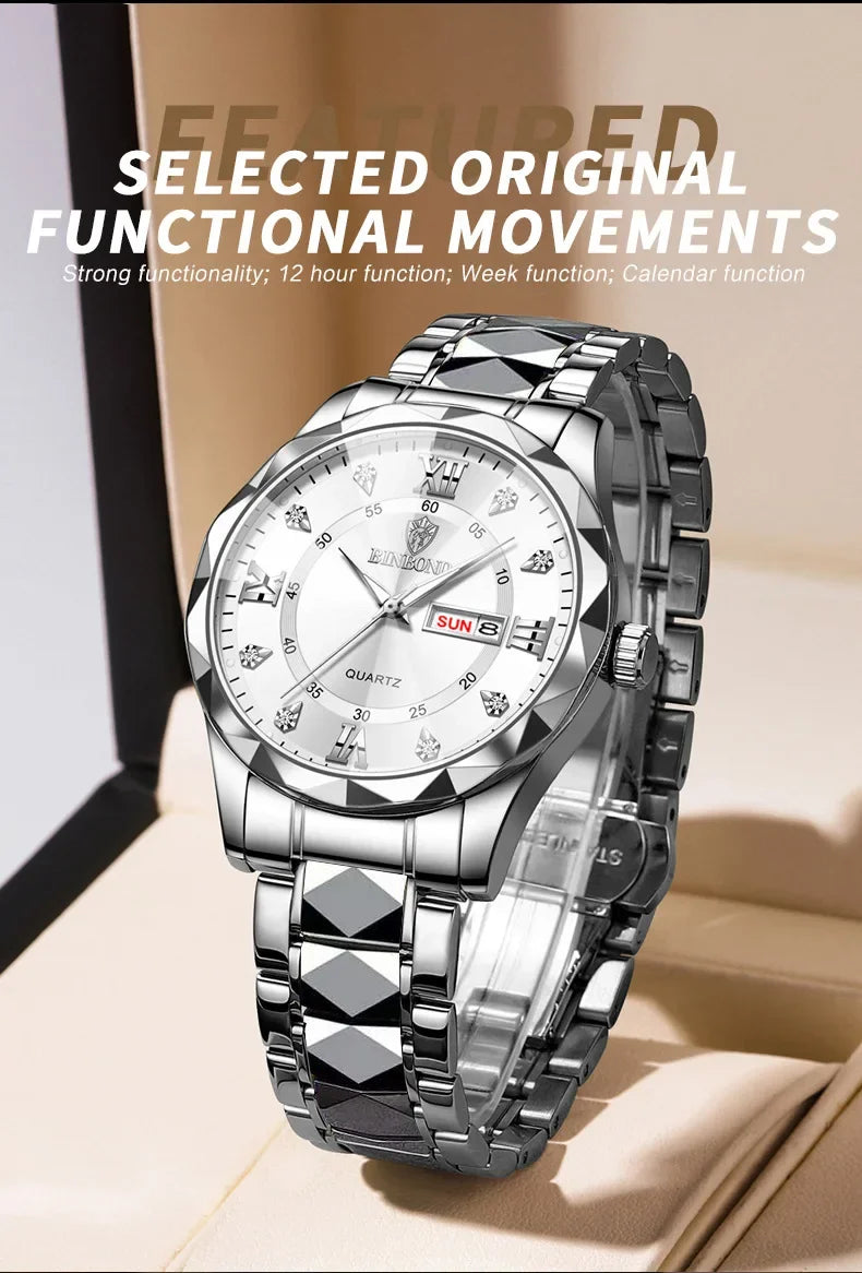 BINBOND B2521 Fashion Casual Business Quartz Men Watches 30M Waterproof Week Date Clock Sport Mens Wristwatch Relogio Masculino